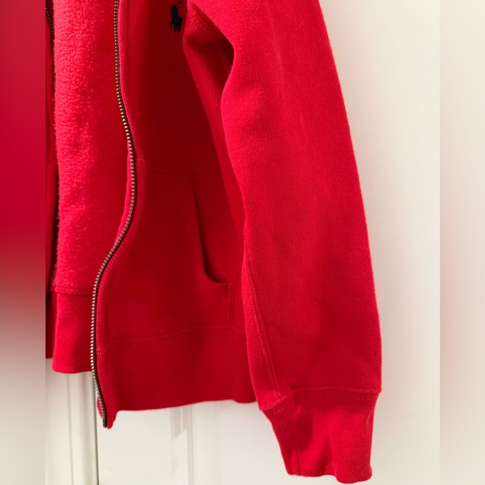 Polo Ralph Lauren Youth Boys Red Hoodie Sweater Full Zip Blue Pony Size S (8) - Picture 4 of 8